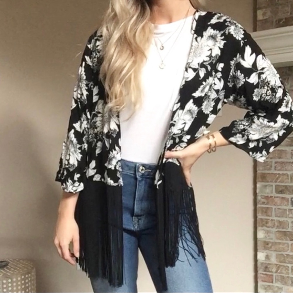 H&M fringe kimono jacket